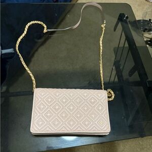 Tory Burch Quilted Beige Crossbody Bag